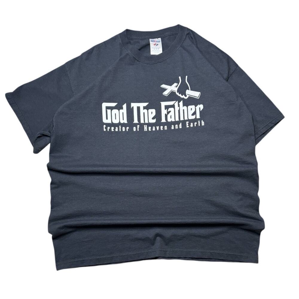 Vintage Y2k Jesus God The Father Godfather Movie Parody Black T Shirt Sz XL